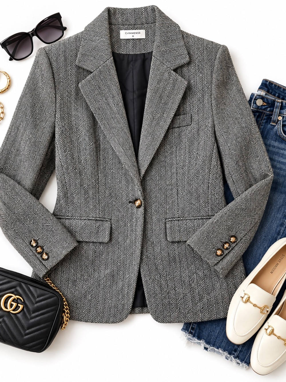 COMMENSE Herringbone Blazer – Size M – New With Tags